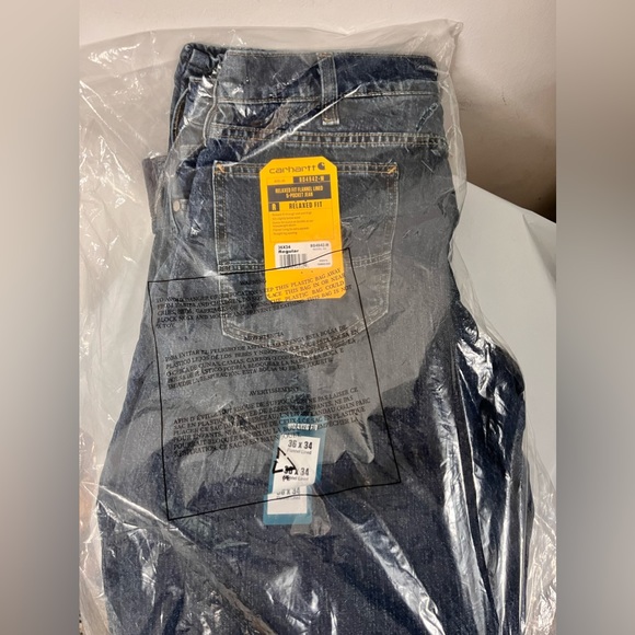 NWT - CARHARTT RELAXED FIT FLANNEL-LINED 5-POCKET JEAN - 36Wx34L - Picture 4 of 5